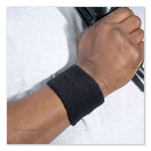 Ergodyne Chill-its 6500 Wrist Terry Cloth Sweatband Cotton Terry One Size Fits Most Black