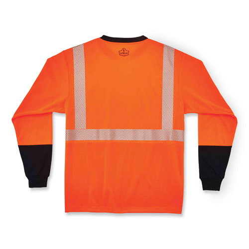 Ergodyne Glowear 8281bk Class 2 Long Sleeve Shirt With Black Bottom Polyester X-large Orange