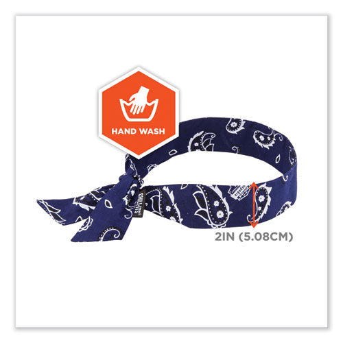 Ergodyne Chill-its 6700 Cooling Bandana Polymer Tie Headband One Size Fits Most Navy Western