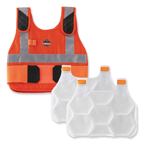 Ergodyne Chill-its 6215 Premium Fr Phase Change Cooling Vest W/packs Modacrylic Cotton Large/xl Orange