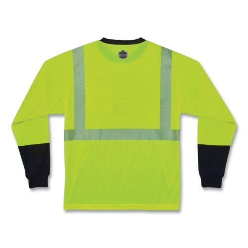 Ergodyne Glowear 8281bk Class 2 Long Sleeve Shirt With Black Bottom Polyester X-large Lime