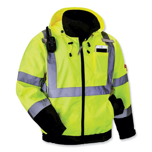 Ergodyne Glowear 8379 Class 3 Hi-vis Fleece Lined Bomber Jacket Lime 3x-large