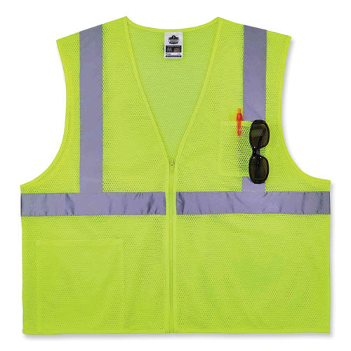 Ergodyne Glowear 8256z Class 2 Self-extinguishing Zipper Vest Polyester Small/medium Lime