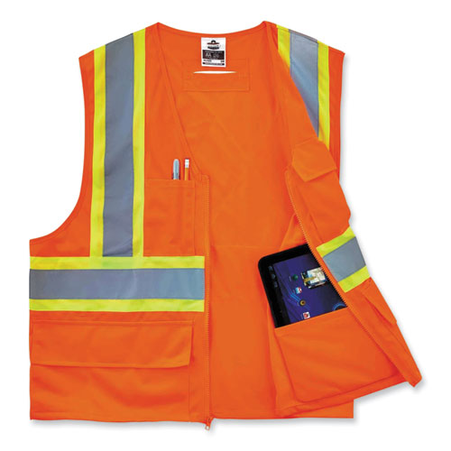 Ergodyne Glowear 8235zx Class 2 Two-tone X-back Vest Polyester 4x-large/5x-large Orange