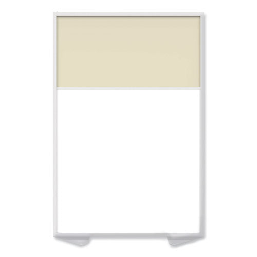 Ghent Floor Partition With Aluminum Frame And 2 Split Panel Infill 48.06x2.04x71.86 White/carmel