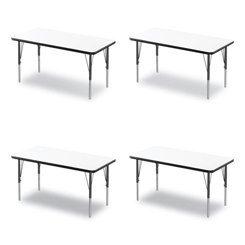 Correll Markerboard Activity Tables Rectangular 48"x24"x19" To 29" White Top Black Legs 4/pallet