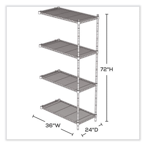 Safco Industrial Add-on Unit Four-shelf 36wx24dx72h Steel Metallic Gray