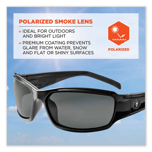 Ergodyne Skullerz Thor Safety Glasses Black Nylon Impact Frame Polarized Smoke Polycarbonate Lens