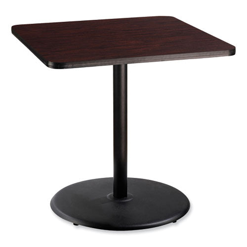 NPS Cafe Table 36wx36dx36h Square Top/round Base Mahogany Top Black Base