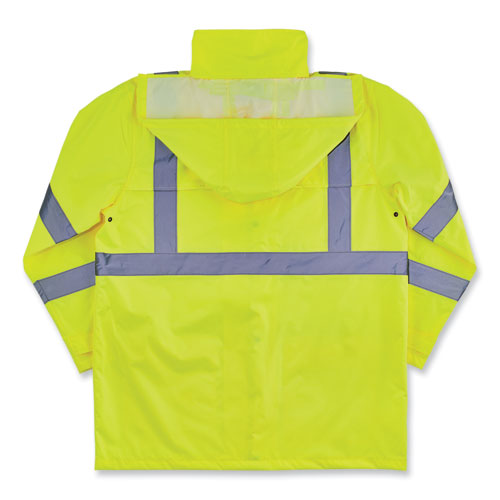 Ergodyne Glowear 8366 Class 3 Lightweight Hi-vis Rain Jacket Polyester Large Lime