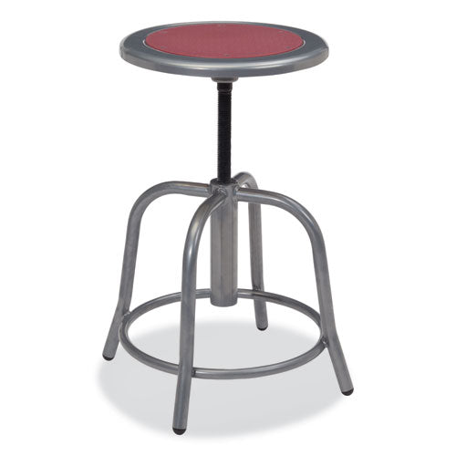 NPS 6800 Series Height Adj Metal Seat Swivel Stool Supports 300lb 18"-24" Seat Htburgundy Seat/gray Baseships In 1-3 Bus Days