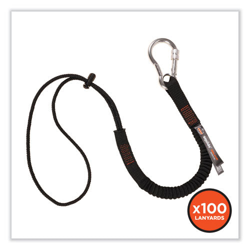 Ergodyne Squids 3105 Tool Lanyard W/aluminum Carabiner+cinch-loop 15lb Max Work Cap 32" To 48" Bk100/pkships In 1-3 Business Days