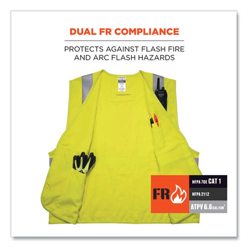 Ergodyne Glowear 8261frhl Class 2 Dual Compliant Fr Hook And Loop Safety Vest Large/x-large Lime