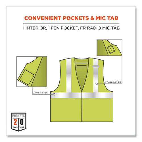 Ergodyne Glowear 8261frhl Class 2 Dual Compliant Fr Hook And Loop Safety Vest Large/x-large Lime