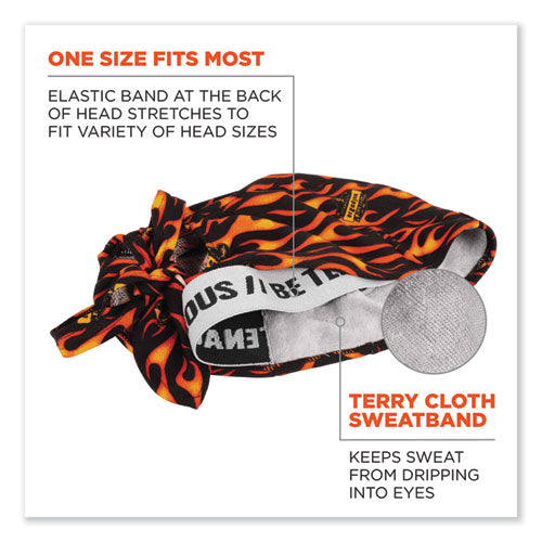 Ergodyne Chill-its 6615 High-performance Bandana Doo Rag With Terry Cloth Sweatband One Size Flames