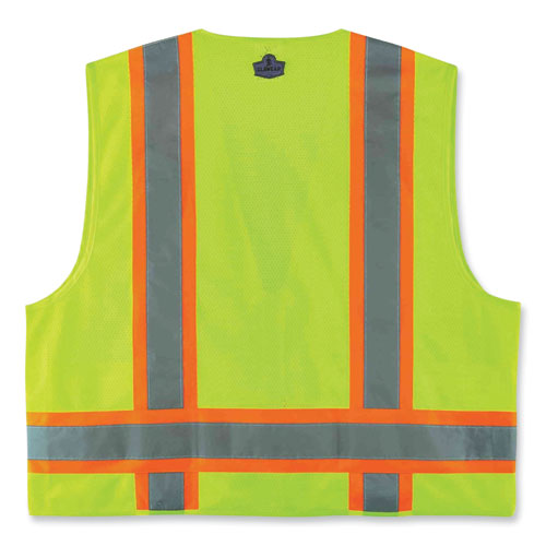 Ergodyne Glowear 8248z Class 2 Two-tone Surveyors Zipper Vest Polyester 2x-large/3x-large Lime