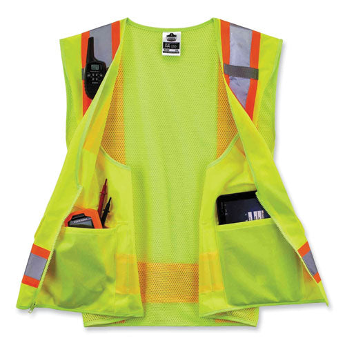 Ergodyne Glowear 8248z Class 2 Two-tone Surveyors Zipper Vest Polyester 2x-large/3x-large Lime