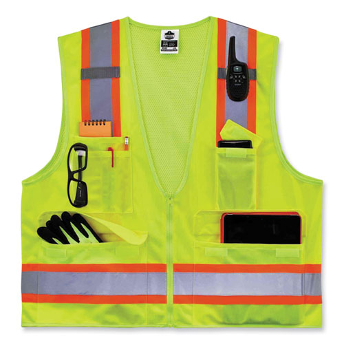 Ergodyne Glowear 8248z Class 2 Two-tone Surveyors Zipper Vest Polyester 2x-large/3x-large Lime