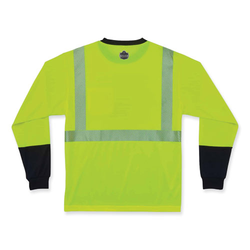 Ergodyne Glowear 8281bk Class 2 Long Sleeve Shirt With Black Bottom Polyester Large Lime