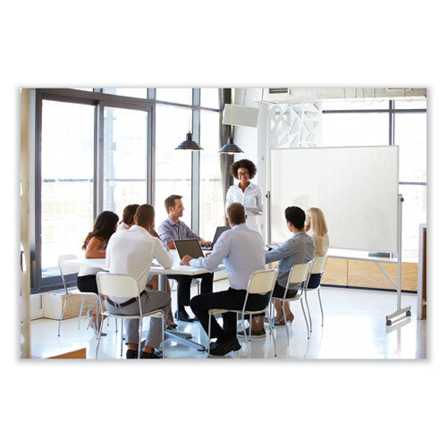 Ghent Reversible Magnetic Porcelain Whiteboard W/satin Aluminum Frame 101.25x78.25 White Surface