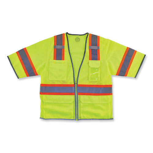 Ergodyne Glowear 8346z Class 3 Two-tone Hi-vis Surveyor Zipper Vest 4x-large/5x-large Lime