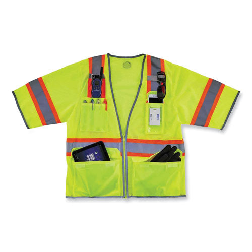 Ergodyne Glowear 8346z Class 3 Two-tone Hi-vis Surveyor Zipper Vest 4x-large/5x-large Lime