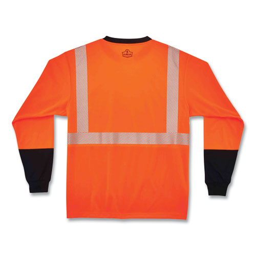 Ergodyne Glowear 8281bk Class 2 Long Sleeve Shirt With Black Bottom Polyester Medium Orange