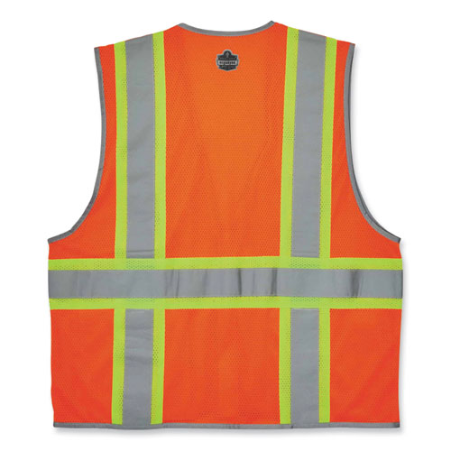 Ergodyne Glowear 8246z Class 2 Two-tone Mesh Reflective Binding Zipper Vest Polyester Small/med Orange