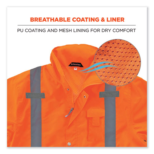 Ergodyne Glowear 8365 Class 3 Hi-vis Rain Jacket Polyester 5x-large Orange