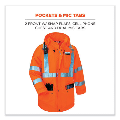 Ergodyne Glowear 8365 Class 3 Hi-vis Rain Jacket Polyester 5x-large Orange