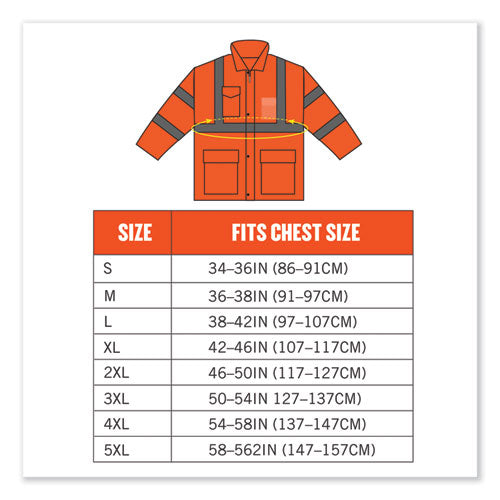 Ergodyne Glowear 8365 Class 3 Hi-vis Rain Jacket Polyester 5x-large Orange