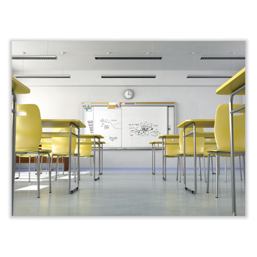 Ghent Horizontal Sliding Porcelain Magnetic Whiteboard 72x48 White Surface Satin Aluminum Frame