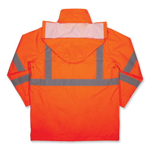 Ergodyne Glowear 8366 Class 3 Lightweight Hi-vis Rain Jacket Polyester Medium Orange