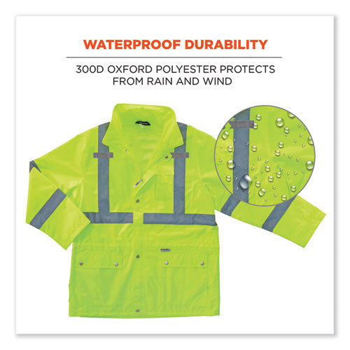 Ergodyne Glowear 8365 Class 3 Hi-vis Rain Jacket Polyester 3x-large Lime