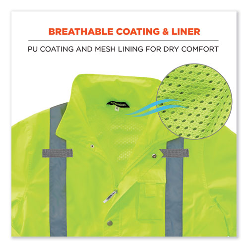 Ergodyne Glowear 8365 Class 3 Hi-vis Rain Jacket Polyester 3x-large Lime