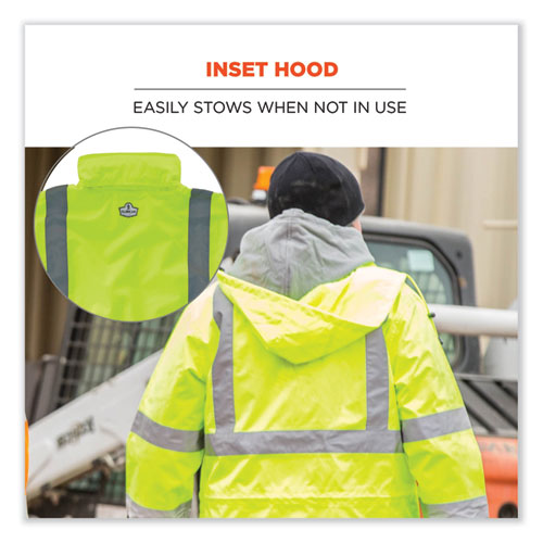 Ergodyne Glowear 8365 Class 3 Hi-vis Rain Jacket Polyester 3x-large Lime