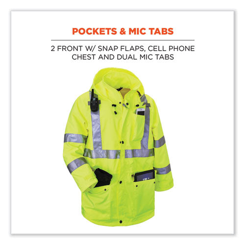 Ergodyne Glowear 8365 Class 3 Hi-vis Rain Jacket Polyester 3x-large Lime