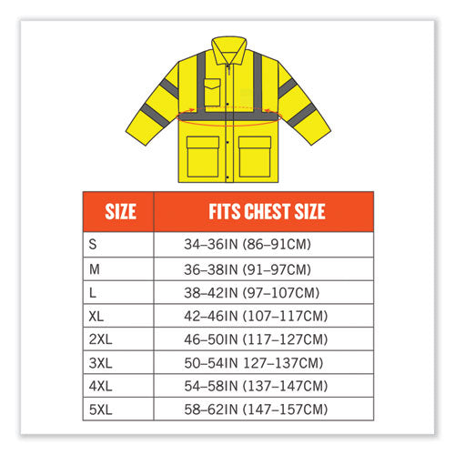 Ergodyne Glowear 8365 Class 3 Hi-vis Rain Jacket Polyester 3x-large Lime