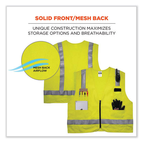 Ergodyne Glowear 8262frz Class 2 Fr Surveyor Zip Vest Tencel/modacrylic/para-aramid/kevlar 2xl/3xl Lime