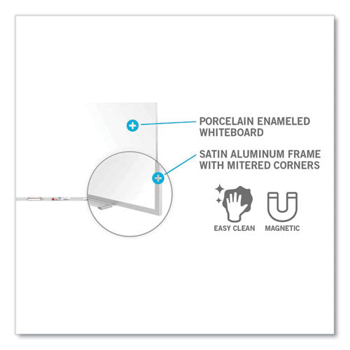 Ghent Magnetic Porcelain Whiteboard With Satin Aluminum Frame And Map Rail 120.59x60.47 White Surface Ships In 7-10 Bus Days