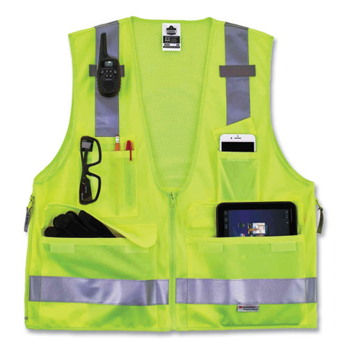 Ergodyne Glowear 8250z Class 2 Surveyors Zipper Vest Polyester 2x-large/3x-large Lime