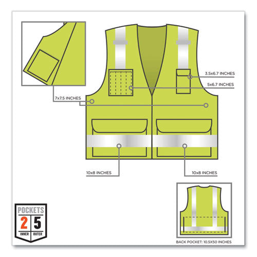 Ergodyne Glowear 8250z Class 2 Surveyors Zipper Vest Polyester 2x-large/3x-large Lime