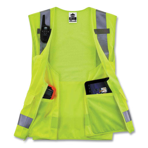 Ergodyne Glowear 8250z Class 2 Surveyors Zipper Vest Polyester 2x-large/3x-large Lime