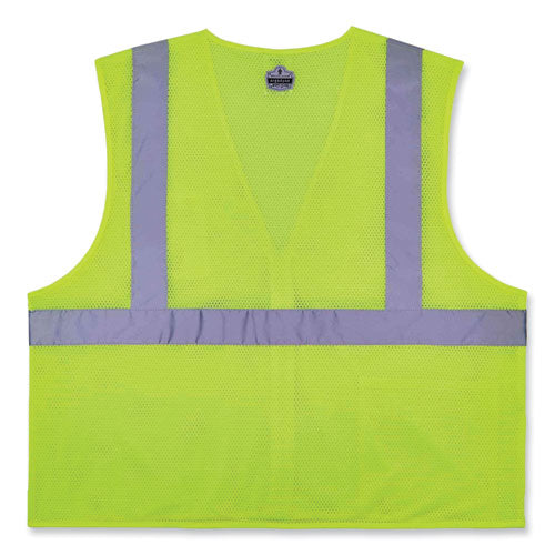 Ergodyne Glowear 8256z Class 2 Self-extinguishing Zipper Vest Polyester 2x-large/3x-large Lime