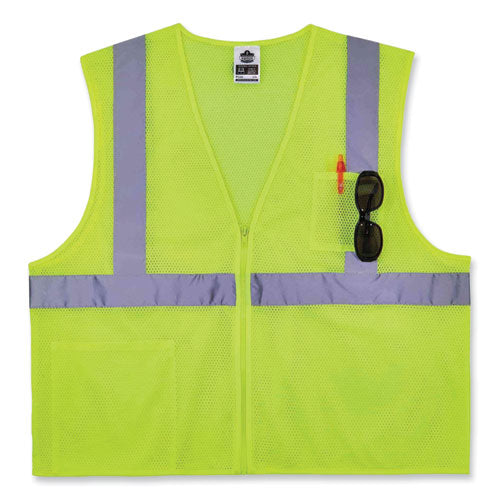Ergodyne Glowear 8256z Class 2 Self-extinguishing Zipper Vest Polyester 2x-large/3x-large Lime