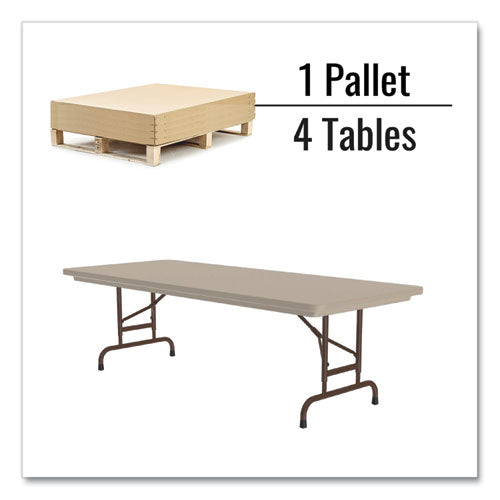 Correll Adjustable Folding Tables Rectangular 96"x30"x22" To 32" Mocha Top Brown Legs 4/pallet