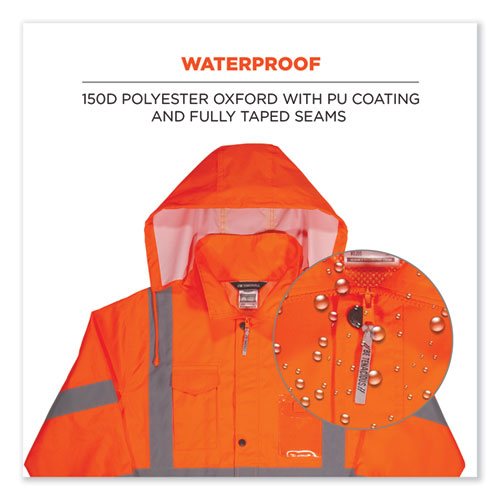 Ergodyne Glowear 8366 Class 3 Lightweight Hi-vis Rain Jacket Polyester 4x-large Orange