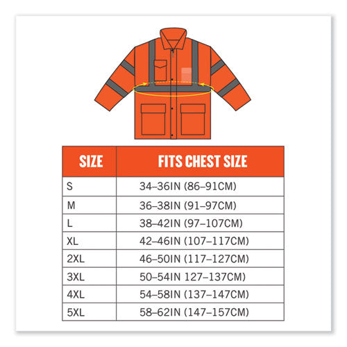 Ergodyne Glowear 8366 Class 3 Lightweight Hi-vis Rain Jacket Polyester 4x-large Orange