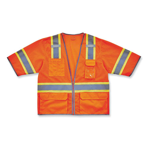 Ergodyne Glowear 8346z Class 3 Two-tone Hi-vis Surveyor Zipper Vest Large/x-large Orange