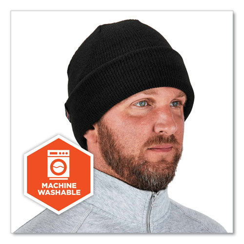 Ergodyne N-ferno 6811z Rib Knit Hat With Zipper For Bump Cap Insert One Size Fits Most Black